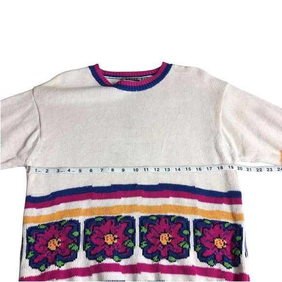 Vintage Levis Sweater Womens Small Floral Oversized Knit Short Sleeve 80s 90s - Picture 13 of 13